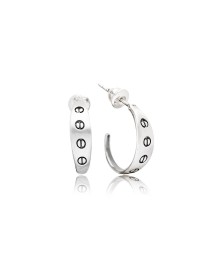 Symbol Stud Style Oxidized Plated  Handcrafted Whole 925 Sterling Silver Hoop Earrings Jewelry