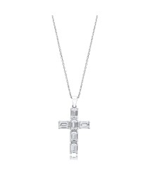 Cross Baguette Design Pendant Turkish Whole Handmade 925 Sterling Silver Jewelry