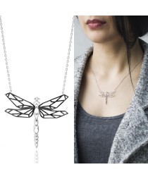 Origami Dragonfly Minimalist Design Sterling Silver Pendant