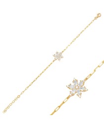 Flower Design Marquise Cut Zircon Stone Charm Bracelet 925 Sterling Silver Jewelry