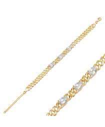 Pear Zircon Stone Gourmet Chain Bracelet Whole Turkish Handcrafted 925 Sterling Silver Jewelry