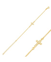 Cross Design CZ Stone Minimalist Bracelet Turkish Whole Handmade 925 Sterling Silver Jewelry