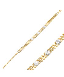 Round Zircon Stone Gourmet Chain Bracelet Whole Turkish Handcrafted 925 Sterling Silver Jewelry