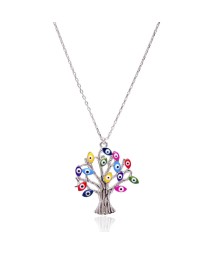 Enamel Life Of Tree Pendant Turkish Handmade 925 Sterling Silver Jewelry Silver Necklace