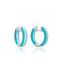 Turquoise Enamel Zircon Stone Hoop Earrings Turkish Whole 925 Sterling Silver Jewelry
