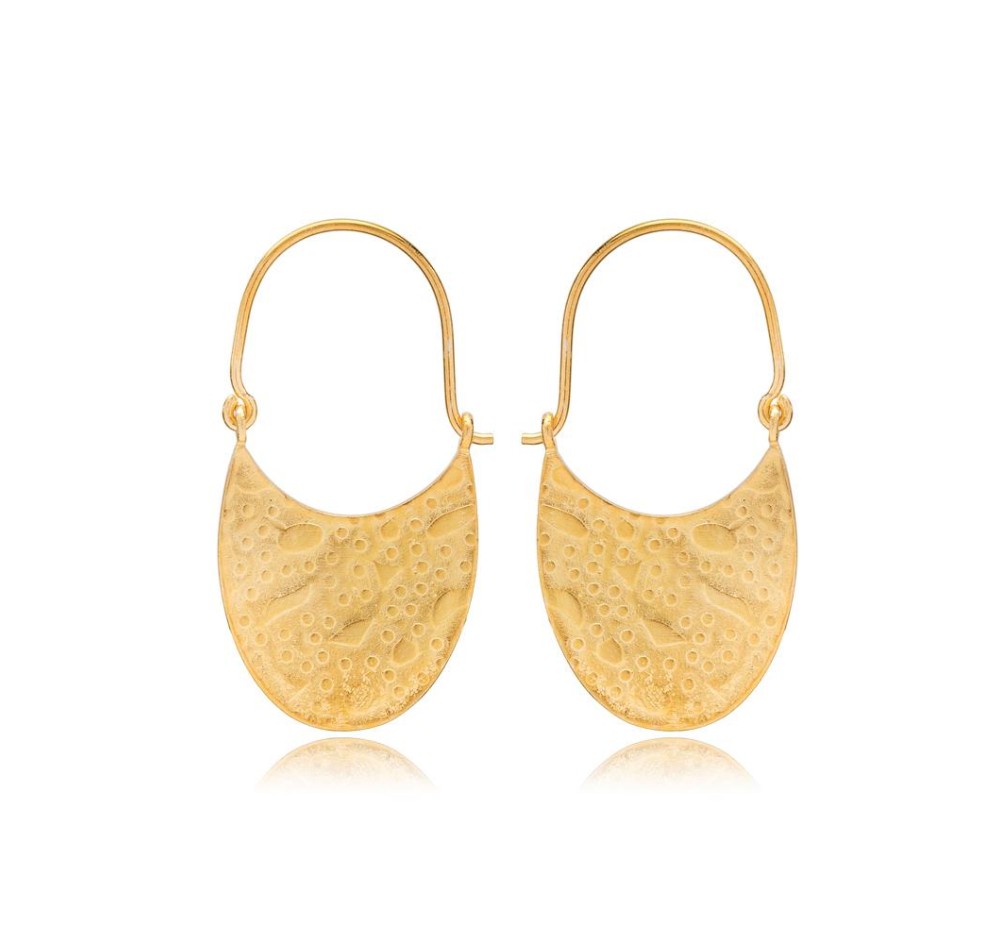 22K Gold Oval Shape Vintage Earrings Handcrafted Whole 925 Sterling Silver Jewelry