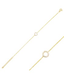 Hollow Round Design Clear Zircon Stone Women Charm Bracelet 925 Sterling Silver Jewelry