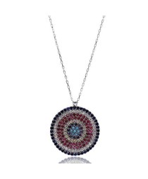 Colorful Round Shape Turkish Whole Handmade 925k Sterling Silver Pendant