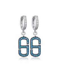 Turquoise Zircon Geometric Design Dangle Earrings Whole Turkish 925 Sterling Silver Jewelry