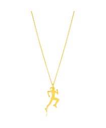 Runner Girl Design Charm Necklace Pendant 22K Gold Plated Whole Handmade 925 Sterling