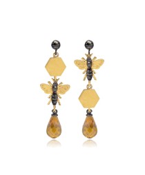 22K Gold Plated Honey Bee Stud Earrings Handcrafted Whole Silver Jewelry