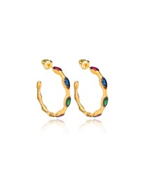 22K Gold Plated Push Back Colorful Stone Earrings Handmade Whole 925 Sterling Silver Jewelry