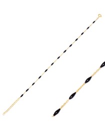 Minimalistic Black Enamel Bracelet Turkish 925 Sterling Silver Jewelry