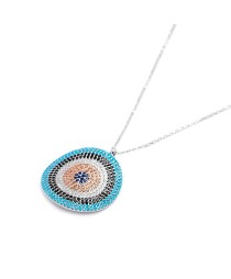 Evil Eye Round Bent Pendant Turkish Whole Sterling Silver Jewelry