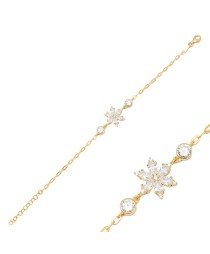 Marquise Cut Zircon Stone Flower Design Charm Bracelet 925 Sterling Silver Jewelry