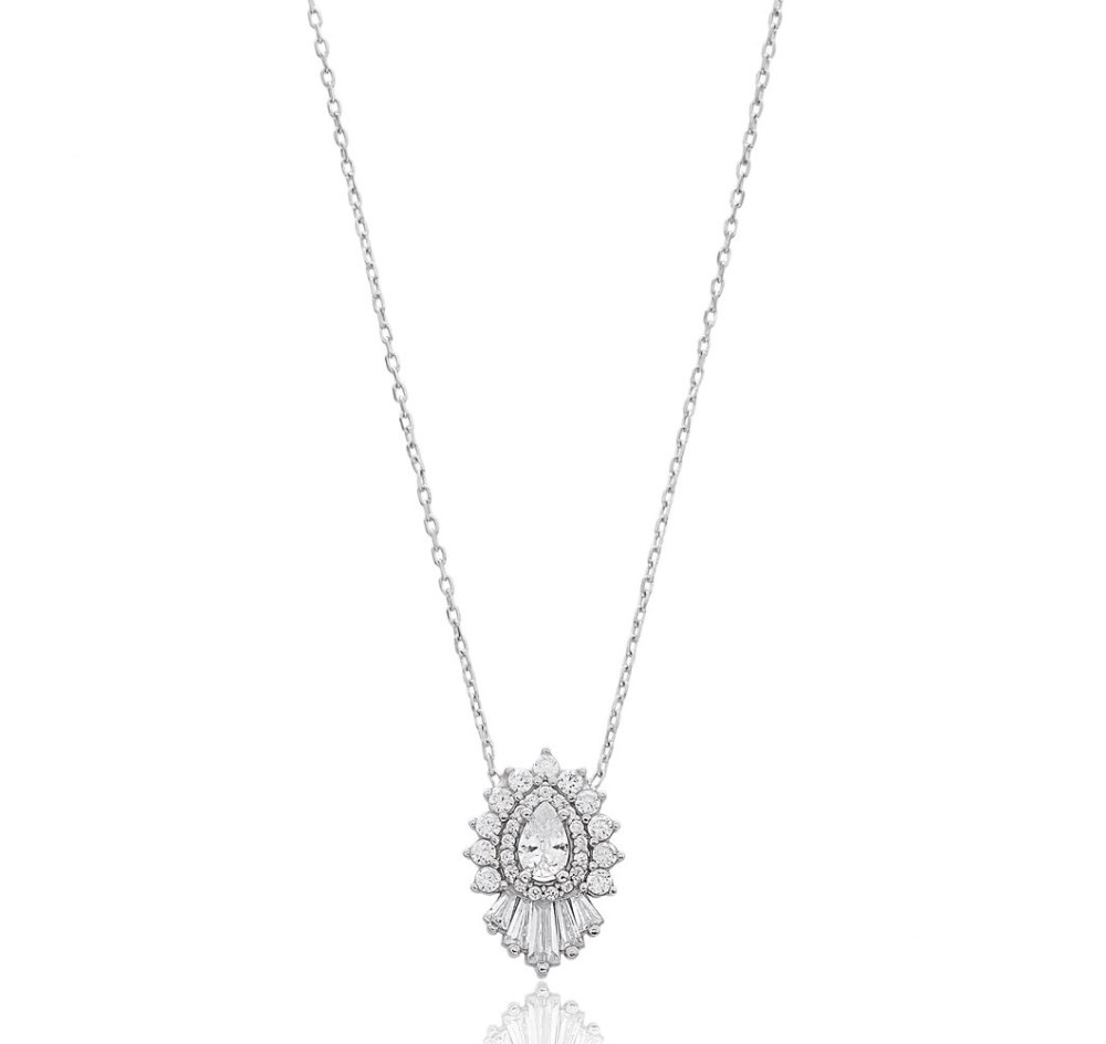 Baguette Shape Stone Silver Pendant Whole Sterling Silver Jewelry