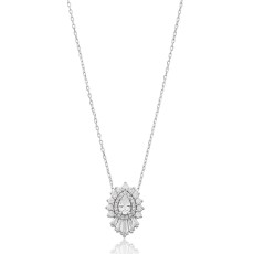 Baguette Shape Stone Silver Pendant Whole Sterling Silver Jewelry