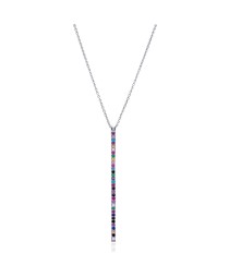 Thin Pave Bar Mix Stone Turkish Whole Silver Pendant