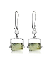 Pirinait Stone Cylinder Shape Oxidized Plated Turkish Whole 925 Sterling Silver Hook Earrings Jewelry