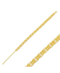 Unique Row Zirconia Pave Design Charm Bracelet 925 Sterling Silver Handmade Whole Turkish Jewelry