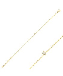 Minimalist Star Design Clear Zircon Stone Women Charm Bracelet 925 Sterling Silver Jewelry
