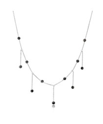 Silver Black Zircon Beaded Necklace Whole 925 Sterling Silver Jewelry