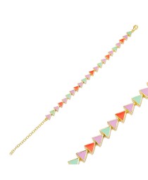 Triangle Design Multicolor Enamel Color Dainty Women Bracelet 925 Sterling Silver Summer Jewelry