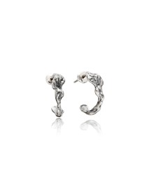 Theia Oxidized Irregular Design Handcrafted Whole 925 Sterling Silver Turkish Hoop Earrings Jewelry