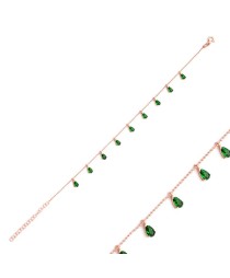 Minimalist Emerald Zircon Stone Drop Charm Bracelet Whole Sterling Silver Jewelry